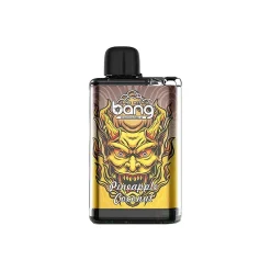 Bang 28000 Puffs usa e getta al gusto di cocco e ananas con una vivace immagine di una creatura infuocata.