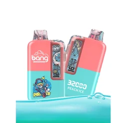 Bang 32000 boccate Vape all'ingrosso 22 Bang vape usa e getta al gusto di ghiaccio e pesca, evidenziato sul corpo con