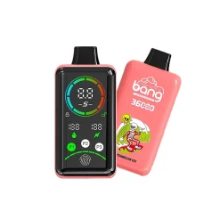 Urządzenia vape Bang 36000 Power z cyfrowym wyświetlaczem i żywym opakowaniem o smaku Watermelon Ice.