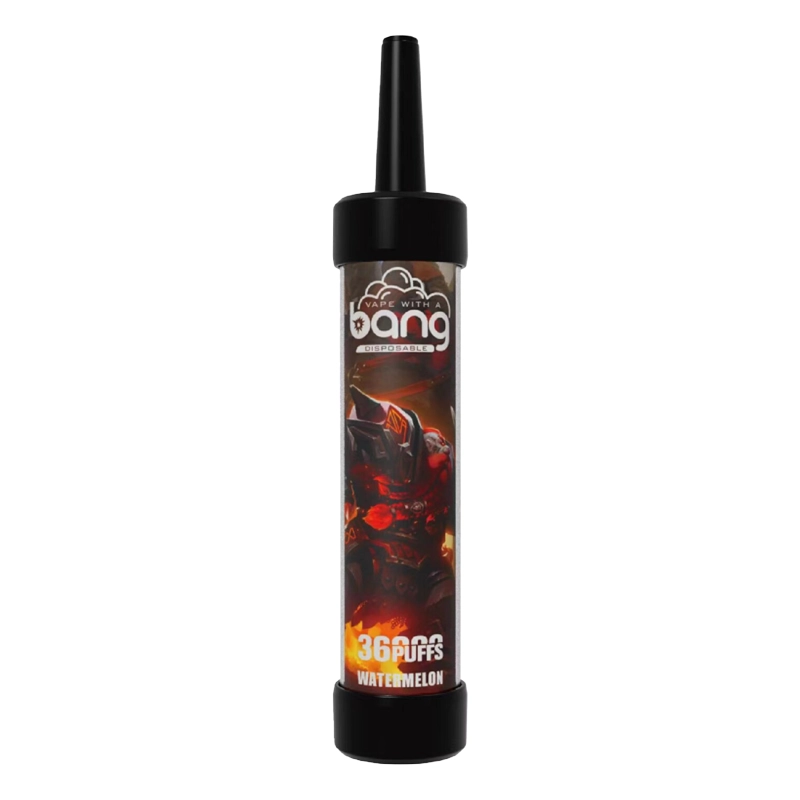 Bang 36000 Puffs Deep Lung Vape Großhandel 2 Bang 36000 Watermelon Ice Einwegdampfer mit Markenlogo und 36.000 Puffs Anzeige.