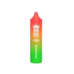 Bang Blaze 40K Watermelon Shisha Cycle Refueling Type nachfüllbarer Vape mit einem leuchtenden roten und grünen Farbverlauf, der das Markenlogo und die Produktbeschreibung zeigt.
