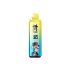 Bang Blaze 60K boccate di vapore monouso all'ingrosso 20 Bang Blaze 60000 4 in 1 vape con design sfumato dal giallo al blu con logo coronato e scimmia cartoon con occhiali da sole e cappello.