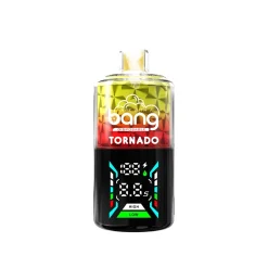 Bang Tonardo 40000 Puffs Vape Wholesale 20 Bang Tornado 40000 Vape Disposable featuring a yellow and red gradient design, digital display, and clear branding text