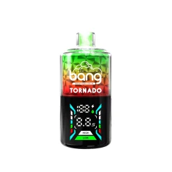 Bang Tonardo 40000 Puffs Vape Wholesale 16 Bang Tornado disposable vape featuring strawberry and watermelon branding set against a vibrant background, showcasing digital interface details.
