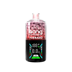 Bang Tornado Watermelon Vape mit 40000 Puffs Kapazität, mit bunten digitalen Anzeigen und schlankes Design.