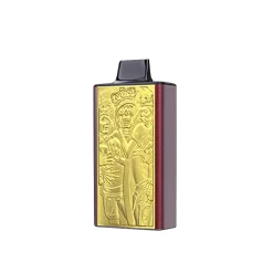 Elegancki vape JNR Mega Box 25000 puffów z misternym złotym wzorem i czarnym ustnikiem.