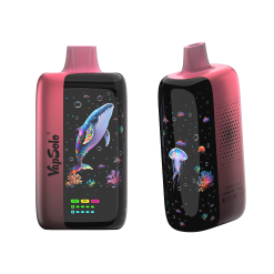 Vapsolo Master 70000 Puffs Jednorazowe Vape Hurtownia 19 Stylowy vape Vapsolo Master 70K w wykończeniu Cherry Cola, z kolorową morską grafiką wieloryba i meduzy.