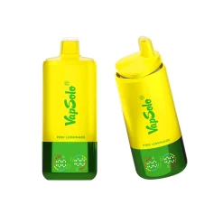 Vapsolo Triple Pro 60000 Puffs Vape descartável 26 Two yellow and green Vapsolo disposable vapes labeled 'Pink Lemonade,' showcasing 60000 puffs capacity with distinctive packaging design.