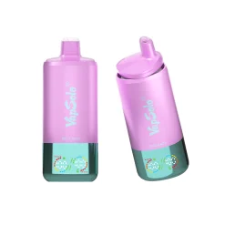 Vapsolo Triple Pro 60000 Puffs Vape descartável 20 Dois vaporizadores descartáveis Vapsolo Triple Pro 60000 puffs com o sabor Blue Razz, apresentados num design elegante em rosa e azul-petróleo com o logótipo Vapsolo em destaque.
