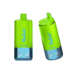 Bright green Vapsolo Triple Pro disposable vape featuring Raspberry and Watermelon flavors, showcasing sleek design with visible branding.