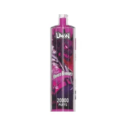 Uwin Shisha Hookah Kristal 20000 Puffs Vape Groothandel 24 Uwin shisha waterpijp met 20.000 trekjes van de smaak gemengde bessen, met een levendige paarse verpakking en een dynamisch grafisch ontwerp.