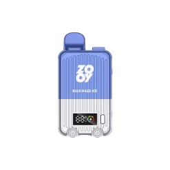 ZOOY Lugvapor 20000 Puffs Engångs Vape Partihandel 19 ZOOY Lugvapor 20000 vape-enhet med en blå och silverfärgad design med synligt varumärke och Blue Razz Ice-smaktext.
