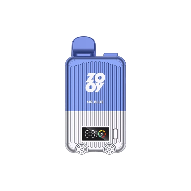 ZOOY Lugvapor 20000 Puffs Engångs Vape Partihandel 5 ZOOY Lugvapor 20000 Mr. Blue vape-enhet med en elegant blå och silver design med varumärket framträdande på framsidan.