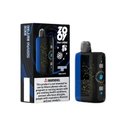 Zooy Stars 30000 Puffs Disposable Vape Wholesale 17 Zooy Stars 30000 Blue Razz Ice vape device and packaging featuring vibrant constellation design, product warnings, and flavor branding.