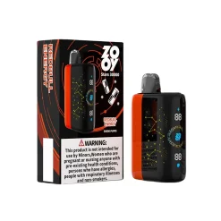 Dispositivo di svapo Zooy Stars 30000 Redbull Energy e confezione dal vivace design rosso e nero con etichetta di avvertimento.