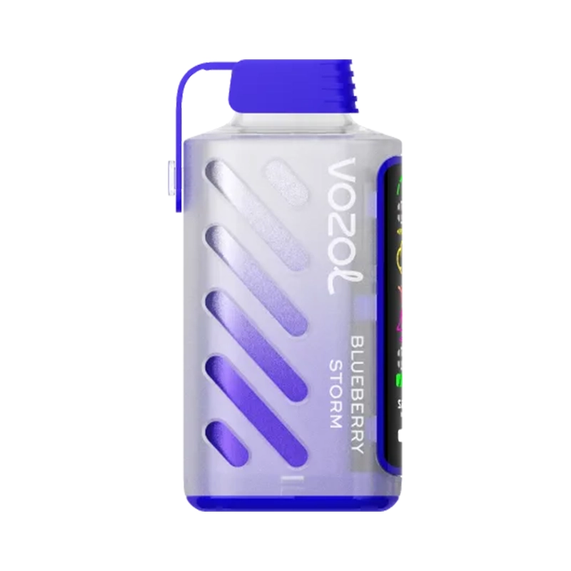 Vozol Gear Power 20000 Puffs 50mg Einweg Vape Großhandel 9 Vozol Gear Power 20000 Einweg-Dampfgerät in Blueberry Storm Geschmack, mit einem schlanken blauen und weißen Design mit diagonalen Akzenten.
