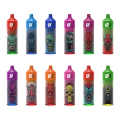 A collection of 12 Zooy King 15000 disposable vapes, each with a unique and vibrant skull or monster design, featuring different color schemes and the Zooy King branding prominently displayed.