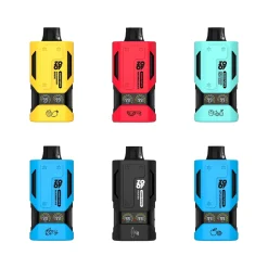 Six Zooy Vapor 22000 disposable vapes in varied colors including yellow, red, aqua, blue, and black, featuring fruit icons and brand graphics.