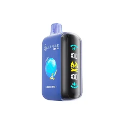 Elf Bar Raya D3 25000 Puffs Wegwerp Vape Groothandel 24 Blauwe ELFBAR D3 25000 puffs wegwerp vape in Arabica Coffee design met planet artwork, geïntegreerd mondstuk en verticaal LED display.
