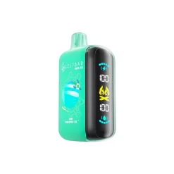 Elf Bar Raya D3 25000 Puffs Wegwerp Vape Groothandel 22 Aqua-groene ELFBAR D3 25000 puffs wegwerp vape in Kiwi Pineapple Ice ontwerp met planeet artwork, geïntegreerd mondstuk en verticaal LED-scherm.