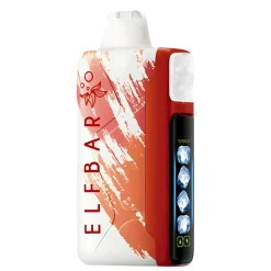 ELFBAR Ice King genopladelig engangsdamp i rød-orange Watermelon Ice-design med smart display på forsiden - op til 30.000 pust.