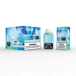 Razz Bar 40000 Puffs Disposable Vape Wholesale 21 Razz Bar disposable vape with 40,000 puffs featuring Blue Razz Ice and Strawberry Watermelon Bubble Gum flavors. Stylish packaging with a modern blue design.