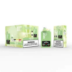 Razz Bar 40000 Puffs Disposable Vape Wholesale 19 Green Razz Bar 40000 puffs disposable vape with Lemon Lime & Lush Ice packaging showing 40,000 puffs claim, nicotine warning label, and a digital puff-counter graphic.