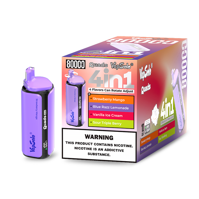 Vapsolo Quads 80000 Strawberry Mango & Blue Razz Lemonade & Vanilla Ice Cream & Sour Triple Berry