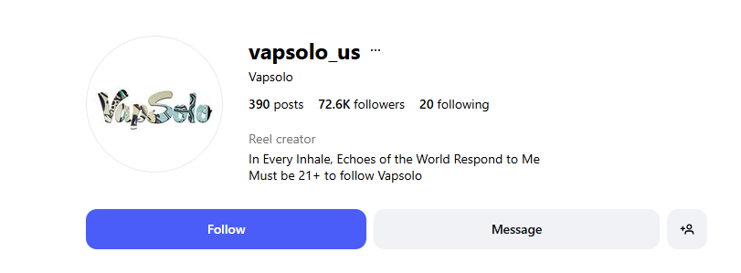 Vapsolo Instagram official name