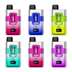 Home 37 Six colorful Fumot Eco 2-in-1 50k disposable vapes with visible brand name and digital display.