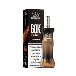 AL Fakher Crown Bar 60k Puffs Disposable Vape Wholesale 24 Crown Bar Al Fakher 60K E-HoseX Fusion Pop with stylish packaging displaying brand logo and health warning.