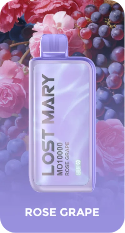 Best Disposable Vapes 2026 — The Perfect Choice for Beginners 8 Lost Mary MO10000 Rose Grape Disposable Vape featuring a sleek design with vibrant rose and grape imagery.